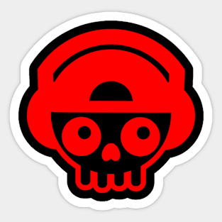 Skull With Headphones Minimalist Aesthetic Design Sticker